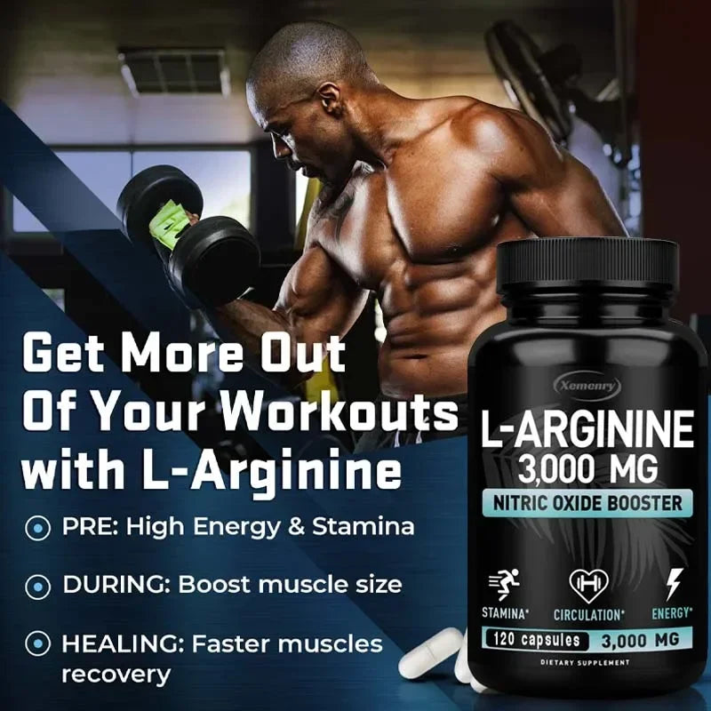 MEN'S DAILY BLOOD FLOW SUPPORT | L-ARGININE– 30/60/120 CAPSULES
