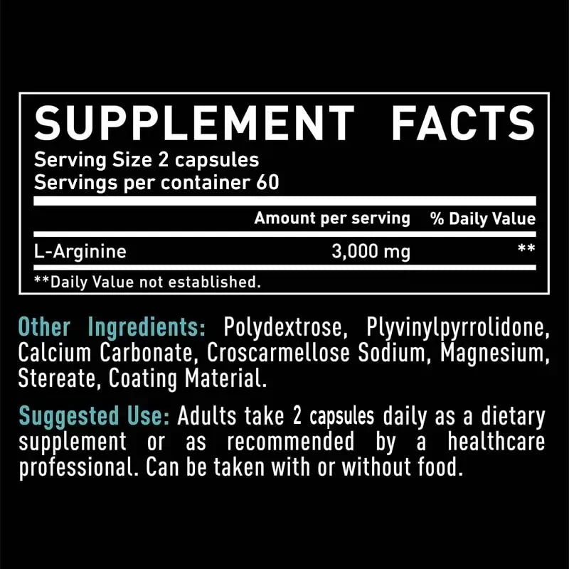 MEN'S DAILY BLOOD FLOW SUPPORT | L-ARGININE– 30/60/120 CAPSULES